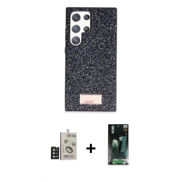 MARSİLYAN™- Galaxy S24 Ultra Kılıf Vadi Klasik Serisi - Şeffaf 360 Full Body Arka Koruyucu + Bilvis Titan Kamera Lens - DNMR