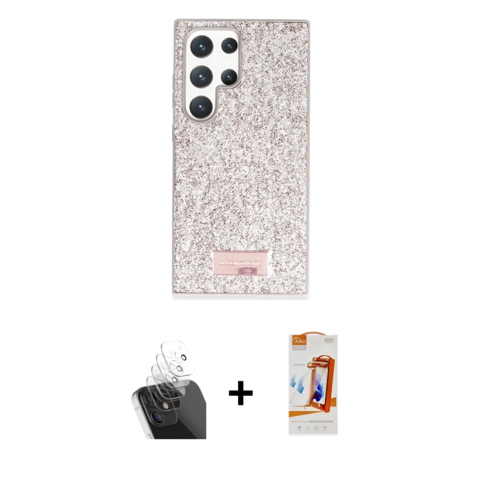 MARSİLYAN™- Galaxy S24 Ultra Kılıf Vadi Klasik Serisi - Siyah AutoKit 5in1 Fiber Polymer Nano Ekran Koruyucu + Kamera Lens Koruma Cam - SF