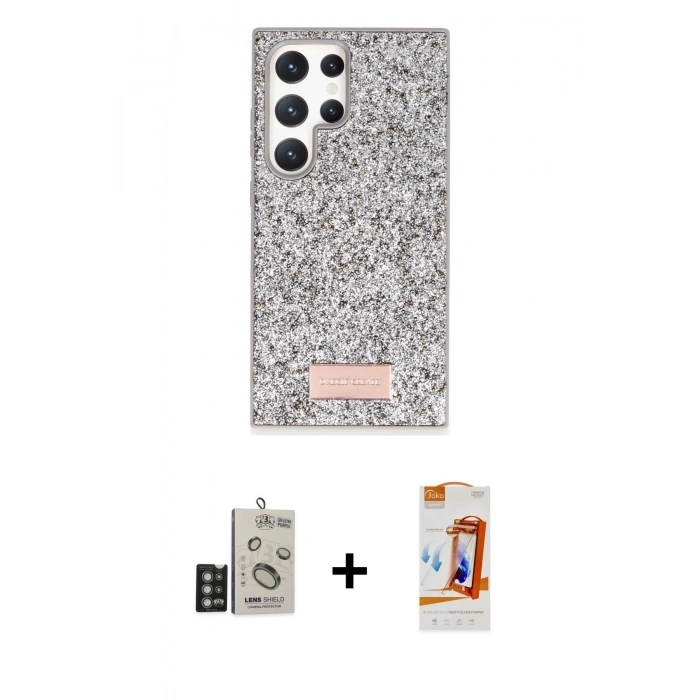 MARSİLYAN™- Galaxy S24 Ultra Kılıf Vadi Klasik Serisi - Siyah AutoKit 5in1 Fiber Polymer Nano Ekran Koruyucu + Bilvis Titan Kamera Lens - DNMR