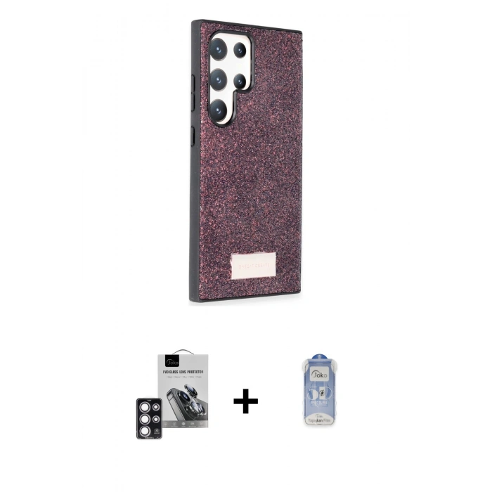 MARSİLYAN™- Galaxy S24 Ultra Kılıf Vadi Klasik Serisi - Siyah Joko Magic 5D Cam + PVD Metal Kamera Lens - PE
