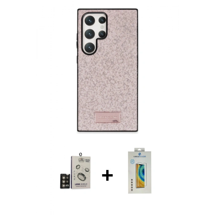 MARSİLYAN™- Galaxy S24 Ultra Kılıf Vadi Klasik Serisi - Siyah Polymer Nano Ekran Koruyucu + Bilvis Titan Kamera Lens - GD