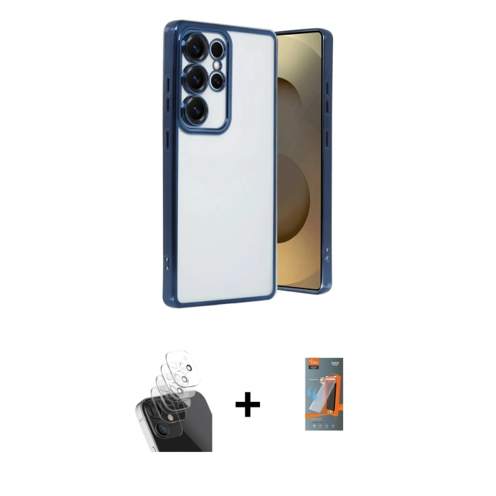 MARSİLYAN™- Galaxy S24 Ultra Kılıf Vadi Minimal - Siyah AutoKit 5in1 Fiber Hayalet Polymer Nano Ekran Koruyucu + Kamera Lens Koruma Cam - SF