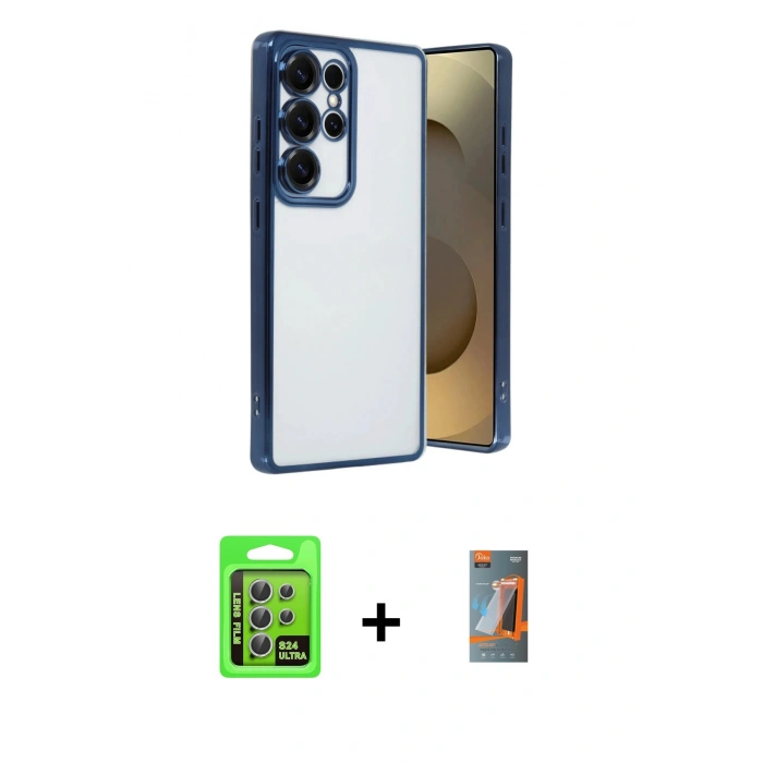 MARSİLYAN™- Galaxy S24 Ultra Kılıf Vadi Minimal - Siyah AutoKit 5in1 Fiber Hayalet Polymer Nano Ekran Koruyucu + Raze Metal Kamera Lens - GS