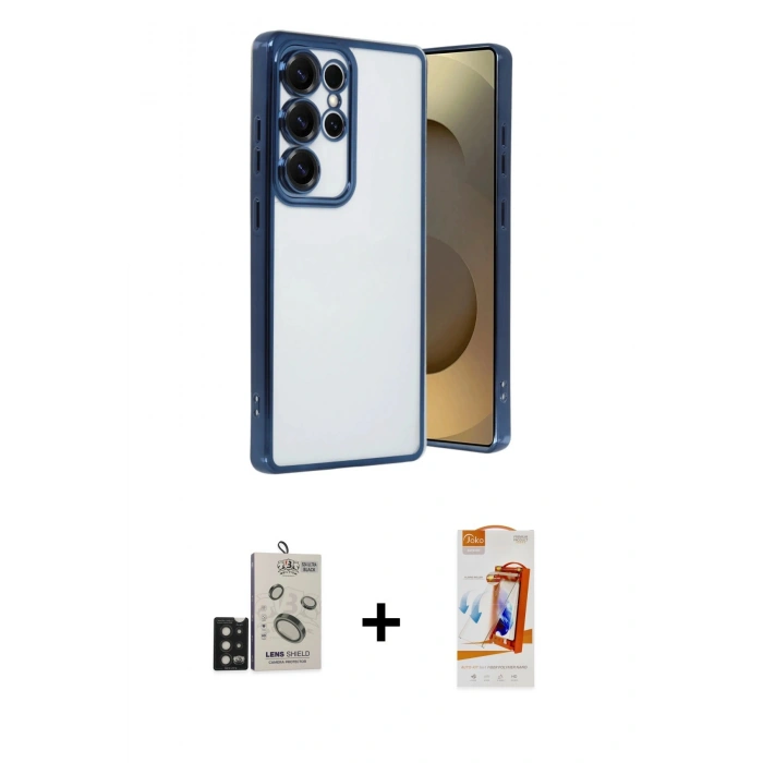 MARSİLYAN™- Galaxy S24 Ultra Kılıf Vadi Minimal - Siyah AutoKit 5in1 Fiber Polymer Nano Ekran Koruyucu + Bilvis Titan Kamera Lens - SH