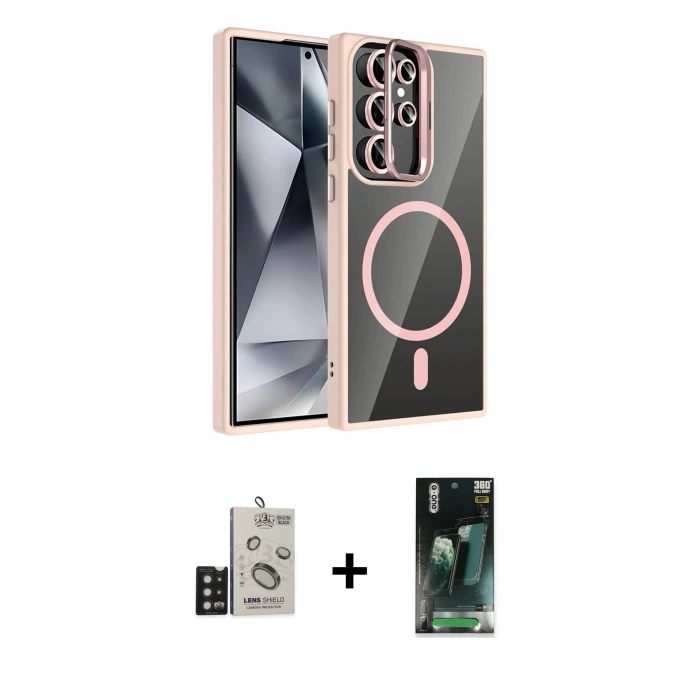 MARSİLYAN™- Galaxy S24 Ultra Kılıf Yadigar Asil Koleksiyonu - Siyah 360 Mat Full Body Arka Koruyucu + Bilvis Titan Kamera Lens - SH