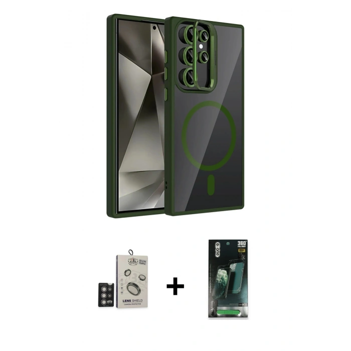 MARSİLYAN™- Galaxy S24 Ultra Kılıf Yadigar Asil Koleksiyonu - Siyah 360 Mat Full Body Arka Koruyucu + Bilvis Titan Kamera Lens - DNMR