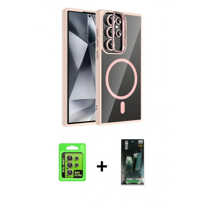 MARSİLYAN™- Galaxy S24 Ultra Kılıf Yadigar Asil Koleksiyonu - Siyah 360 Mat Full Body Arka Koruyucu + Raze Metal Kamera Lens - SI