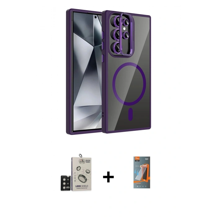 MARSİLYAN™- Galaxy S24 Ultra Kılıf Yadigar Asil Koleksiyonu - Siyah AutoKit 5in1 Fiber Hayalet Polymer Nano Ekran Koruyucu + Bilvis Titan Kamera Lens - SH