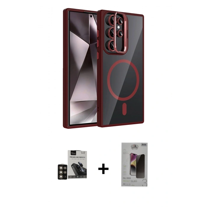 MARSİLYAN™- Galaxy S24 Ultra Kılıf Yadigar Asil Koleksiyonu - Siyah Bilvis Hayalet Cam Ekran Koruyucu + PVD Metal Kamera Lens - GD