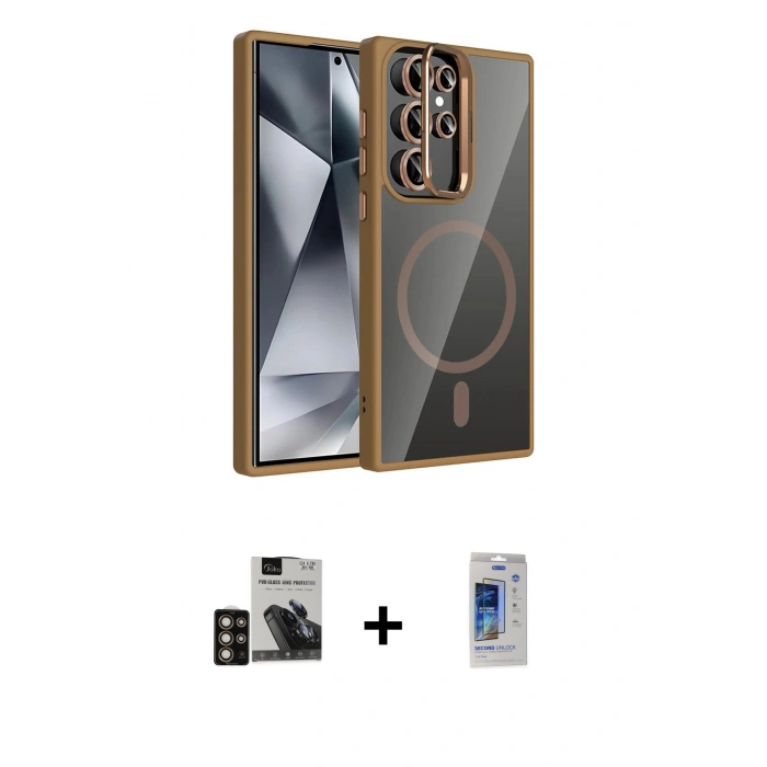 MARSİLYAN™- Galaxy S24 Ultra Kılıf Yadigar Asil Koleksiyonu - Siyah Durable Full Glue Curved Cam + PVD Metal Kamera Lens - GD