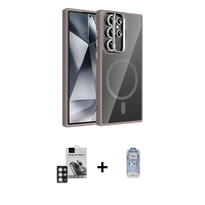 MARSİLYAN™- Galaxy S24 Ultra Kılıf Yadigar Asil Koleksiyonu - Siyah Joko Magic 5D Cam + PVD Metal Kamera Lens - PE