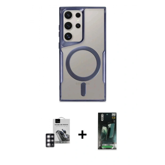 MARSİLYAN™- Galaxy S24 Ultra Kılıf Yadigar Klasik Özel Seri - Şeffaf 360 Full Body Arka Koruyucu + PVD Metal Kamera Lens - PE