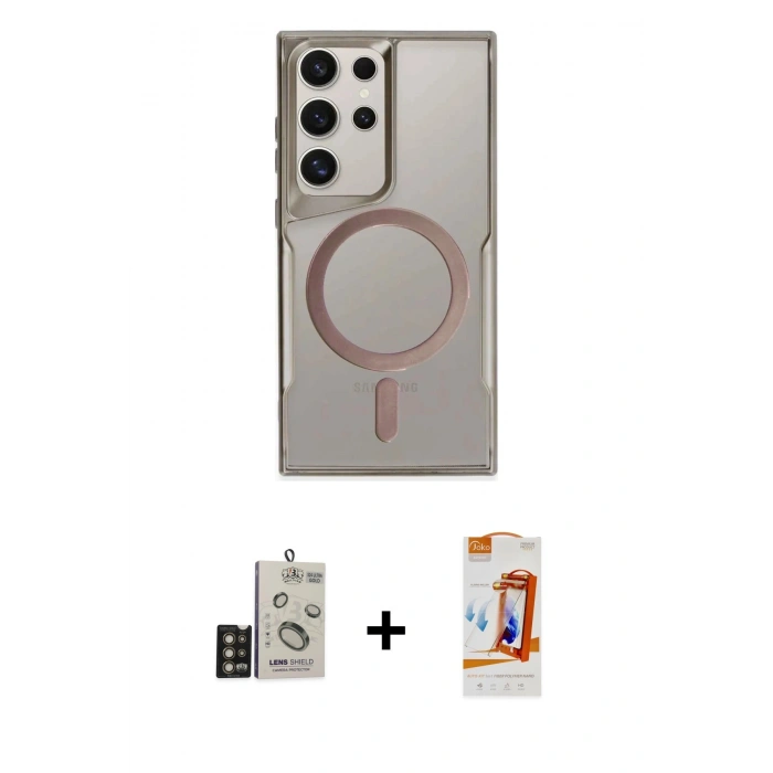 MARSİLYAN™- Galaxy S24 Ultra Kılıf Yadigar Klasik Özel Seri - Siyah AutoKit 5in1 Fiber Polymer Nano Ekran Koruyucu + Bilvis Titan Kamera Lens - GD