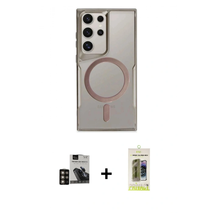 MARSİLYAN™- Galaxy S24 Ultra Kılıf Yadigar Klasik Özel Seri - Siyah Joko Magic 5D Hayalet Cam + PVD Metal Kamera Lens - GD