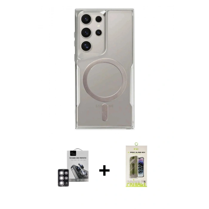 MARSİLYAN™- Galaxy S24 Ultra Kılıf Yadigar Klasik Özel Seri - Siyah Joko Magic 5D Hayalet Cam + PVD Metal Kamera Lens - PE