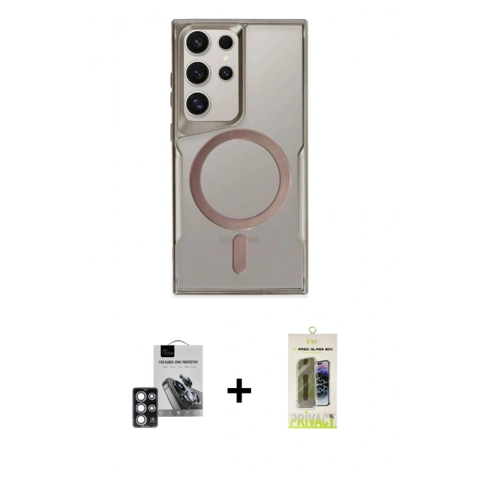 MARSİLYAN™- Galaxy S24 Ultra Kılıf Yadigar Klasik Özel Seri - Siyah Joko Magic 5D Hayalet Cam + PVD Metal Kamera Lens - PE
