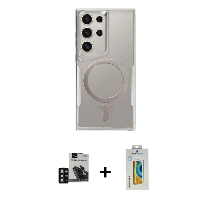MARSİLYAN™- Galaxy S24 Ultra Kılıf Yadigar Klasik Özel Seri - Siyah Polymer Nano Ekran Koruyucu + PVD Metal Kamera Lens - DNMR