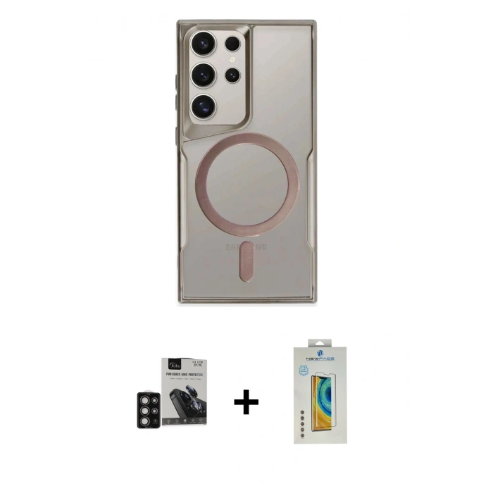 MARSİLYAN™- Galaxy S24 Ultra Kılıf Yadigar Klasik Özel Seri - Siyah Polymer Nano Ekran Koruyucu + PVD Metal Kamera Lens - DNMR