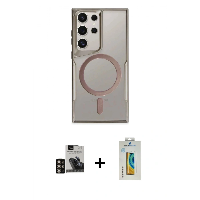 MARSİLYAN™- Galaxy S24 Ultra Kılıf Yadigar Klasik Özel Seri - Siyah Polymer Nano Ekran Koruyucu + PVD Metal Kamera Lens - GD