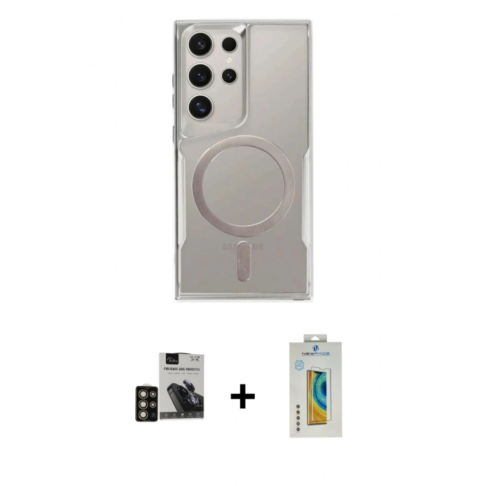 MARSİLYAN™- Galaxy S24 Ultra Kılıf Yadigar Klasik Özel Seri - Siyah Polymer Nano Ekran Koruyucu + PVD Metal Kamera Lens - GD