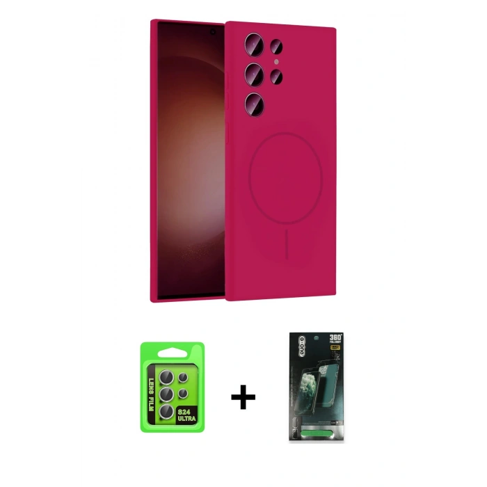 MARSİLYAN™- Galaxy S24 Ultra Kılıf Yankı Form Serisi - Şeffaf 360 Full Body Arka Koruyucu + Raze Metal Kamera Lens - GS