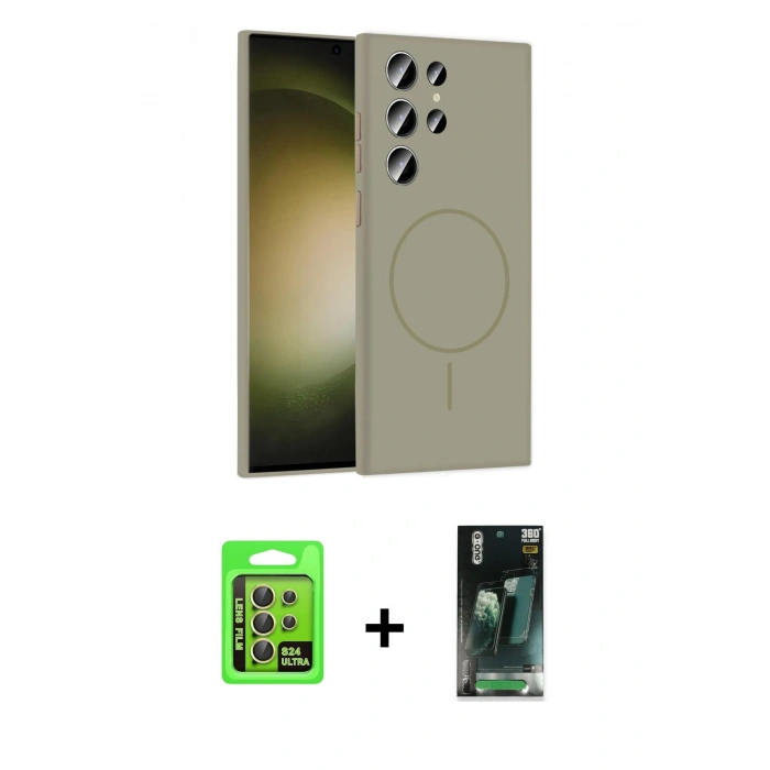 MARSİLYAN™- Galaxy S24 Ultra Kılıf Yankı Form Serisi - Şeffaf 360 Full Body Arka Koruyucu + Raze Metal Kamera Lens - SI