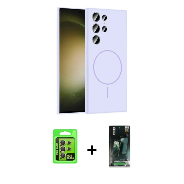 MARSİLYAN™- Galaxy S24 Ultra Kılıf Yankı Form Serisi - Şeffaf 360 Full Body Arka Koruyucu + Raze Metal Kamera Lens - SI