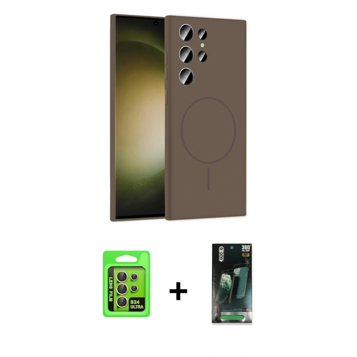 MARSİLYAN™- Galaxy S24 Ultra Kılıf Yankı Form Serisi - Şeffaf 360 Full Body Arka Koruyucu + Raze Metal Kamera Lens - SI