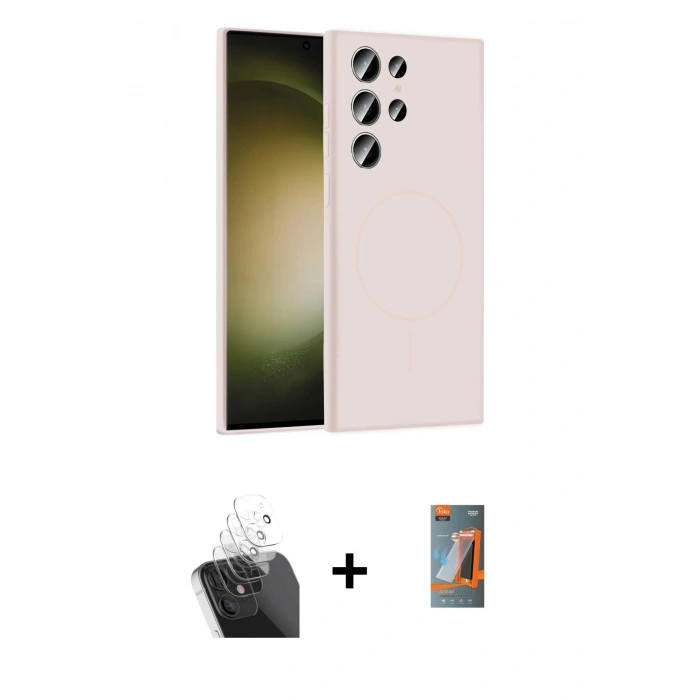 MARSİLYAN™- Galaxy S24 Ultra Kılıf Yankı Form Serisi - Siyah AutoKit 5in1 Fiber Hayalet Polymer Nano Ekran Koruyucu + Kamera Lens Koruma Cam - SF