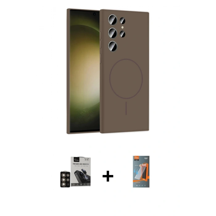 MARSİLYAN™- Galaxy S24 Ultra Kılıf Yankı Form Serisi - Siyah AutoKit 5in1 Fiber Hayalet Polymer Nano Ekran Koruyucu + PVD Metal Kamera Lens - GD
