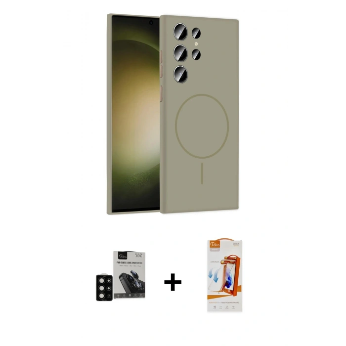 MARSİLYAN™- Galaxy S24 Ultra Kılıf Yankı Form Serisi - Siyah AutoKit 5in1 Fiber Polymer Nano Ekran Koruyucu + PVD Metal Kamera Lens - SH