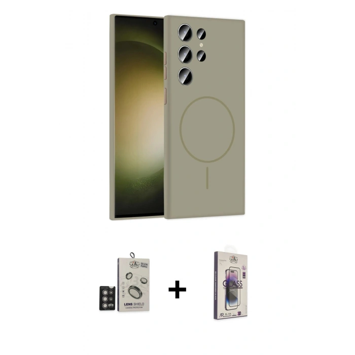 MARSİLYAN™- Galaxy S24 Ultra Kılıf Yankı Form Serisi - Siyah Bilvis 3D Cam Ekran Koruyucu + Bilvis Titan Kamera Lens - DNMR