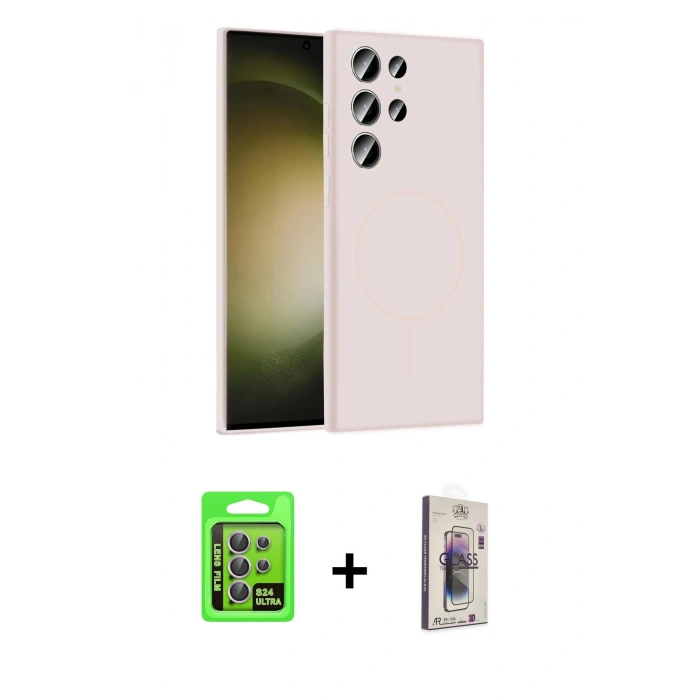 MARSİLYAN™- Galaxy S24 Ultra Kılıf Yankı Form Serisi - Siyah Bilvis 3D Cam Ekran Koruyucu + Raze Metal Kamera Lens - MR
