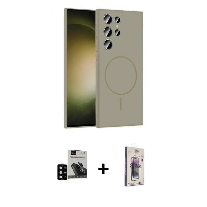 MARSİLYAN™- Galaxy S24 Ultra Kılıf Yankı Form Serisi - Siyah Bilvis 3D Cam Ekran Koruyucu + PVD Metal Kamera Lens - SH