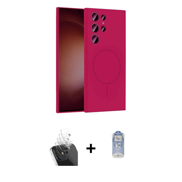 MARSİLYAN™- Galaxy S24 Ultra Kılıf Yankı Form Serisi - Siyah Joko Magic 5D Cam + Kamera Lens Koruma Cam - SF