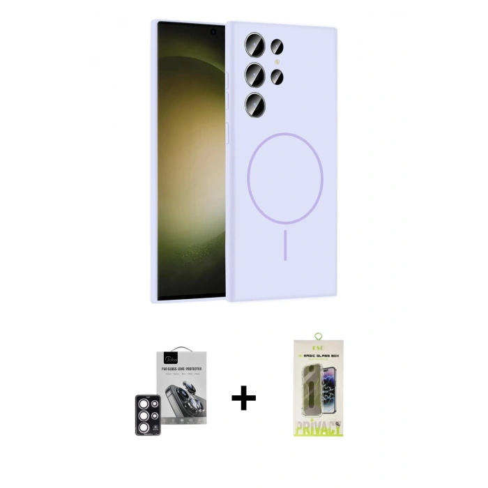 MARSİLYAN™- Galaxy S24 Ultra Kılıf Yankı Form Serisi - Siyah Joko Magic 5D Hayalet Cam + PVD Metal Kamera Lens - PE