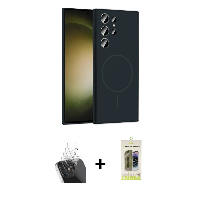 MARSİLYAN™- Galaxy S24 Ultra Kılıf Yankı Form Serisi - Siyah Joko Magic 5D Hayalet Cam + Kamera Lens Koruma Cam - SF