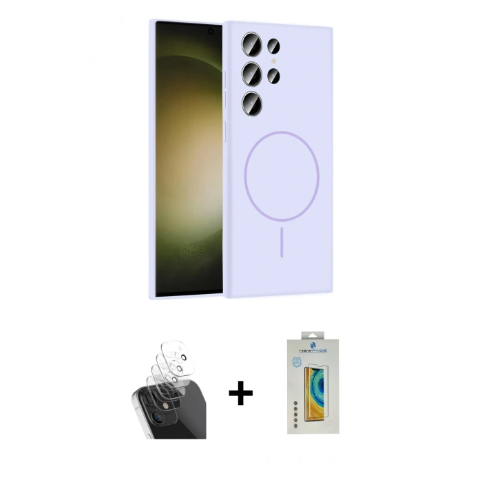 MARSİLYAN™- Galaxy S24 Ultra Kılıf Yankı Form Serisi - Siyah Polymer Nano Ekran Koruyucu + Kamera Lens Koruma Cam - SF