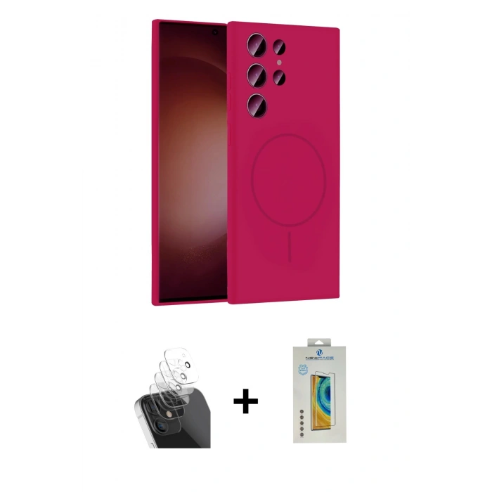 MARSİLYAN™- Galaxy S24 Ultra Kılıf Yankı Form Serisi - Siyah Polymer Nano Ekran Koruyucu + Kamera Lens Koruma Cam - SF