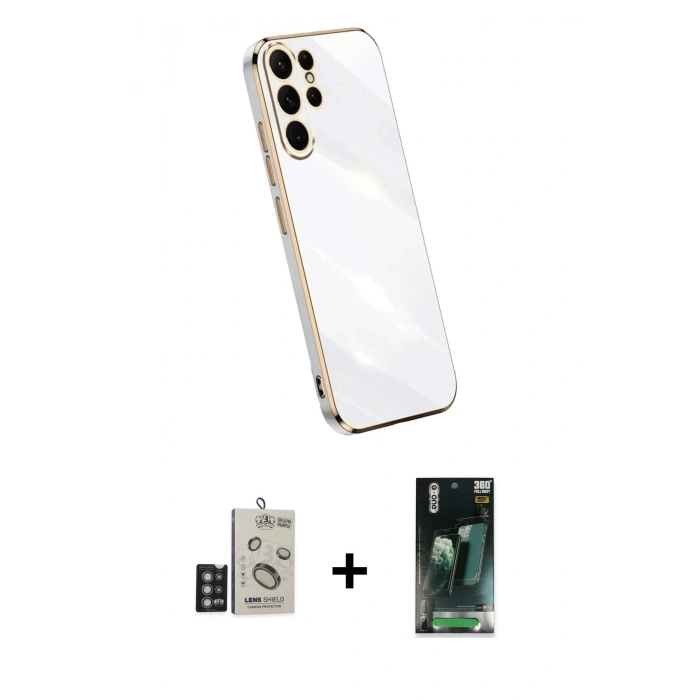 MARSİLYAN™- Galaxy S24 Ultra Kılıf Yankı Serisi - Şeffaf 360 Full Body Arka Koruyucu + Bilvis Titan Kamera Lens - DNMR