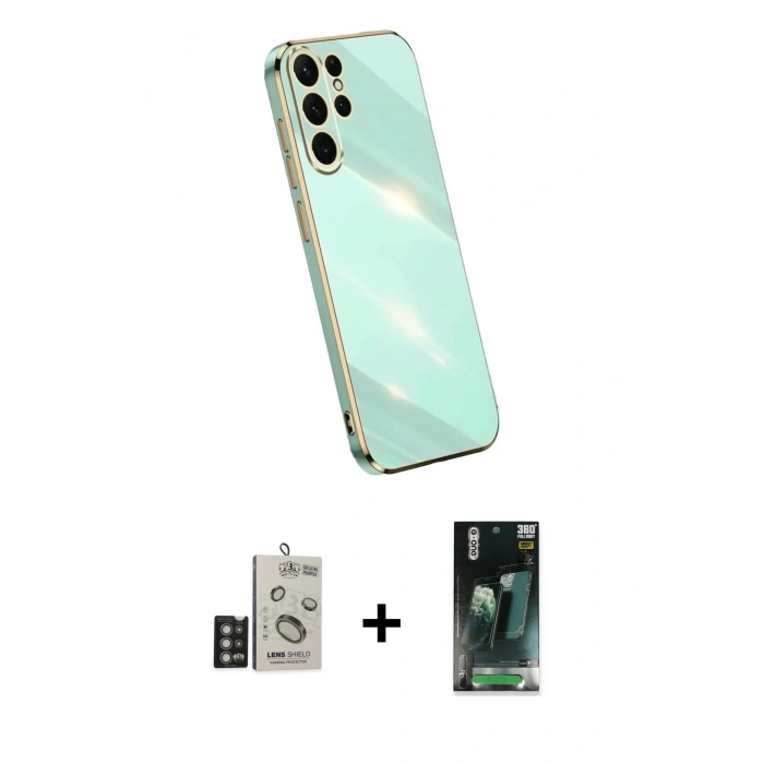 MARSİLYAN™- Galaxy S24 Ultra Kılıf Yankı Serisi - Şeffaf 360 Full Body Arka Koruyucu + Bilvis Titan Kamera Lens - DNMR