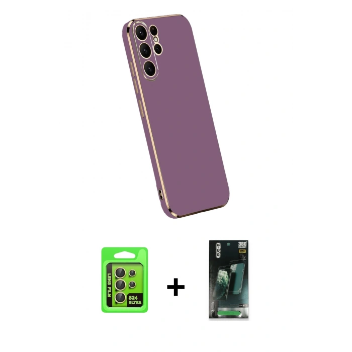MARSİLYAN™- Galaxy S24 Ultra Kılıf Yankı Serisi - Şeffaf 360 Full Body Arka Koruyucu + Raze Metal Kamera Lens - SI