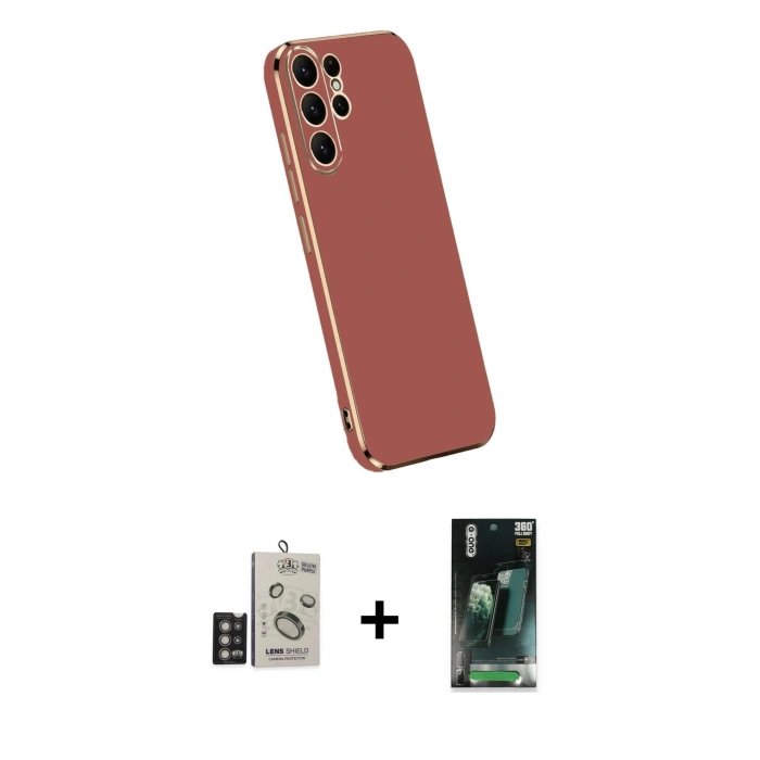 MARSİLYAN™- Galaxy S24 Ultra Kılıf Yankı Serisi - Siyah 360 Mat Full Body Arka Koruyucu + Bilvis Titan Kamera Lens - DNMR