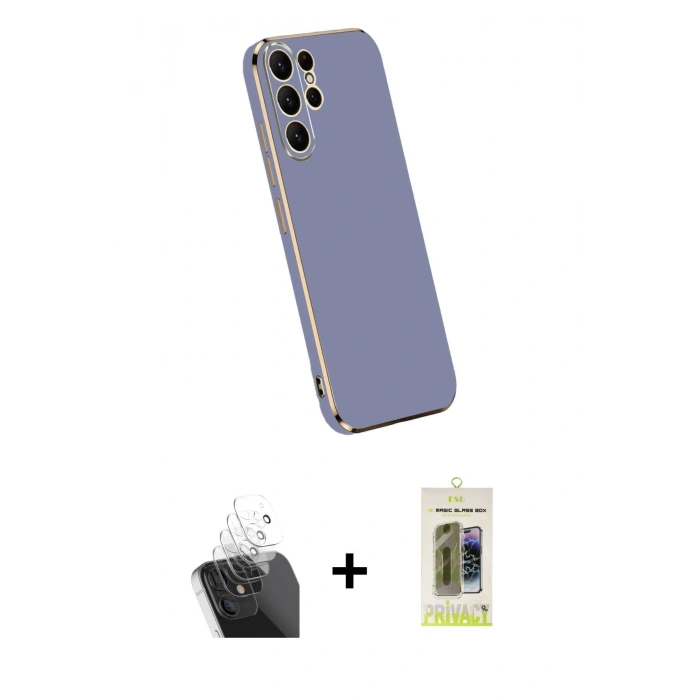 MARSİLYAN™- Galaxy S24 Ultra Kılıf Yankı Serisi - Siyah Joko Magic 5D Hayalet Cam + Kamera Lens Koruma Cam - SF