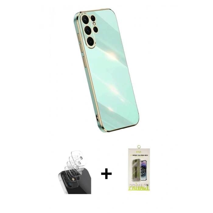 MARSİLYAN™- Galaxy S24 Ultra Kılıf Yankı Serisi - Siyah Joko Magic 5D Hayalet Cam + Kamera Lens Koruma Cam - SF