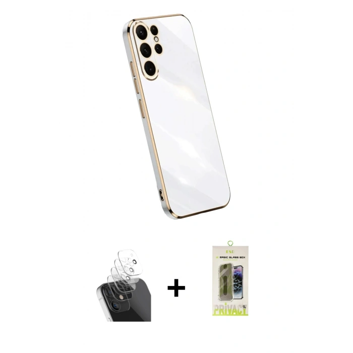 MARSİLYAN™- Galaxy S24 Ultra Kılıf Yankı Serisi - Siyah Joko Magic 5D Hayalet Cam + Kamera Lens Koruma Cam - SF