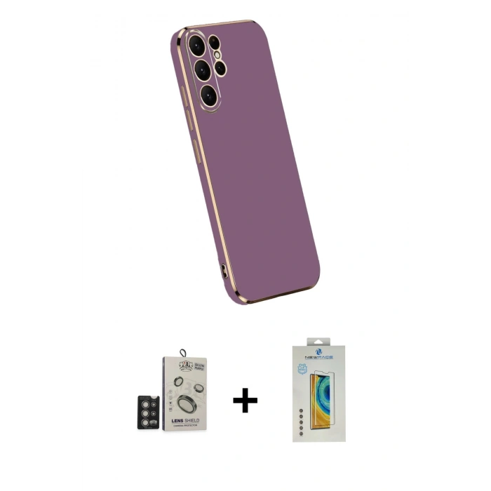 MARSİLYAN™- Galaxy S24 Ultra Kılıf Yankı Serisi - Siyah Polymer Nano Ekran Koruyucu + Bilvis Titan Kamera Lens - DNMR