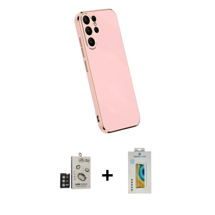 MARSİLYAN™- Galaxy S24 Ultra Kılıf Yankı Serisi - Siyah Polymer Nano Ekran Koruyucu + Bilvis Titan Kamera Lens - DNMR