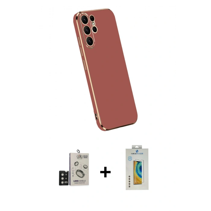 MARSİLYAN™- Galaxy S24 Ultra Kılıf Yankı Serisi - Siyah Polymer Nano Ekran Koruyucu + Bilvis Titan Kamera Lens - SH