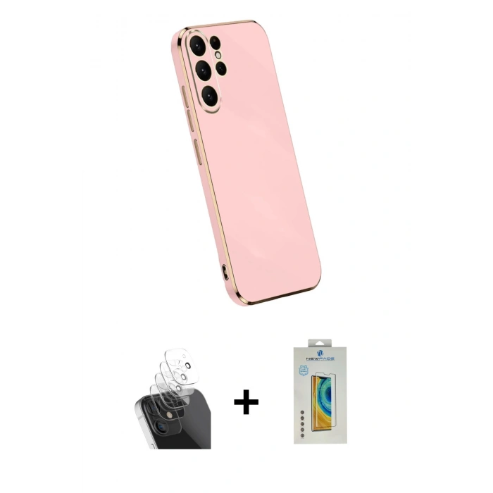 MARSİLYAN™- Galaxy S24 Ultra Kılıf Yankı Serisi - Siyah Polymer Nano Ekran Koruyucu + Kamera Lens Koruma Cam - SF